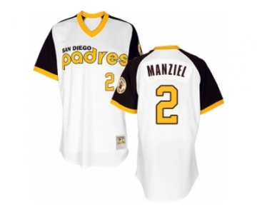 Men's Majestic San Diego Padres #2 Johnny Manziel Authentic White 1978 Turn Back The Clock MLB Jersey