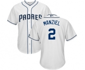 Men's Majestic San Diego Padres #2 Johnny Manziel Replica White Home Cool Base MLB Jersey Men's Majestic San Diego Padres #2 Johnny Manziel Replica White Home Cool Base MLB Jersey