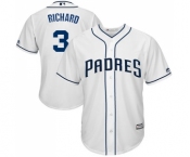 Men's Majestic San Diego Padres #3 Clayton Richard Replica White Home Cool Base MLB Jersey Men's Majestic San Diego Padres #3 Clayton Richard Replica White Home Cool Base MLB Jersey