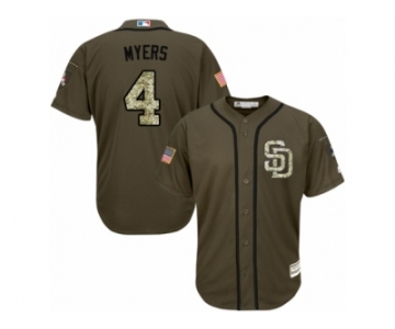 Men's Majestic San Diego Padres #4 Wil Myers Replica Green Salute to Service MLB Jersey