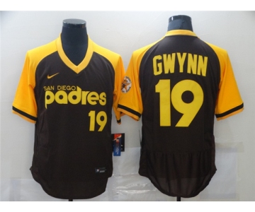 Men's Nike Majestic San Diego Padres #19 Tony Gwynn Brown Retro MLB Jersey