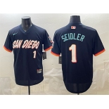 Men's San Diego Padres #1 Peter Seidler Obsidian 2026 City Connect Stadium Stitched Baseball Jersey Men's San Diego Padres #1 Peter Seidler Obsidian 2026 City Connect Stadium Stitched Baseball Jersey