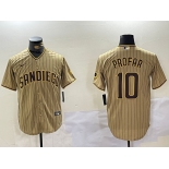 Men's San Diego Padres #10 Jurickson Profar Khaki Team Logo Cool Base Jersey