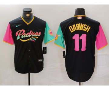 Men's San Diego Padres #11 Yu Darvish Black Fashion Baseball Jersey