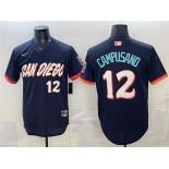 Men's San Diego Padres #12 Luis Campusano Obsidian 2026 City Connect Stadium Stitched Baseball Jersey Men's San Diego Padres #12 Luis Campusano Obsidian 2026 City Connect Stadium Stitched Baseball Jersey