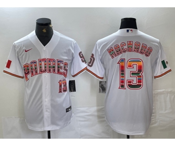 Men's San Diego Padres #13 Manny Machado Mexico White Cool Base Stitched Baseball Jersey