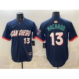 Men's San Diego Padres #13 Manny Machado Obsidian 2026 City Connect Limited Stitched Baseball Jersey.
