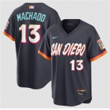 Men's San Diego Padres #13 Manny Machado Obsidian 2026 City Connect Stadium Limited Stitched Baseball Jersey