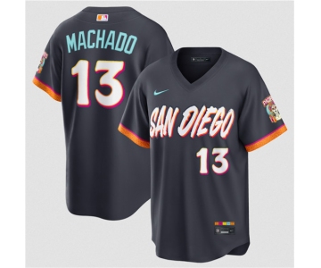Men's San Diego Padres #13 Manny Machado Obsidian 2026 City Connect Stadium Limited Stitched Baseball Jersey