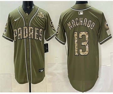 Men's San Diego Padres #13 Manny Machado Olive 2026 Armed Forces Day Jersey
