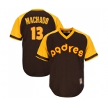 Men's San Diego Padres #13 Manny Machado Replica Brown Alternate Cooperstown Cool Base Baseball Jersey