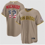 Men's San Diego Padres #13 Manny Machado Tan USA 250 Fourth of July Home Stitched Baseball Jersey
