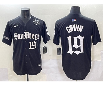 Men's San Diego Padres #19 Tony Gwynn Black Gothic Edition Vapor Limited Stitched Baseball Jersey