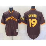 Men's San Diego Padres #19 Tony Gwynn Brown Throwback Stitched Baseball Jersey