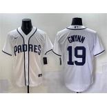 Men's San Diego Padres #19 Tony Gwynn White Cool Base Stitched Baseball Jersey
