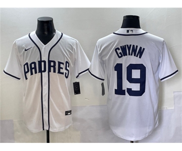 Men's San Diego Padres #19 Tony Gwynn White Cool Base Stitched Baseball Jersey