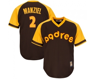 Men's San Diego Padres #2 Johnny Manziel Replica Brown Alternate Cooperstown Cool Base Baseball Jersey