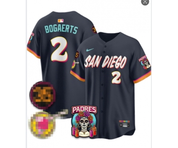 Men's San Diego Padres #2 Xander Bogaerts Black Obsidian 2026 City Connect Stadium Limited Stitched Baseball Jersey