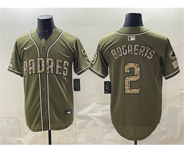 Men's San Diego Padres #2 Xander Bogaerts Olive 2026 Armed Forces Day Stitched Baseball Jersey