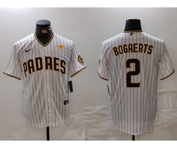 Men's San Diego Padres #2 Xander Bogaerts White With PS Patch Cool Base Stitched Jersey