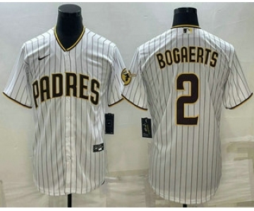 Men's San Diego Padres #2 Xander Bogaerts White With Patch Cool Base Stitched Baseball Jersey
