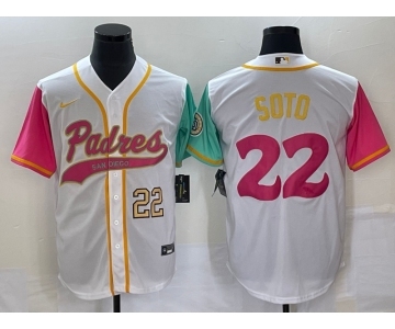 Men's San Diego Padres #22 Juan Soto Number White NEW 2023 City Connect Cool Base Stitched Jersey