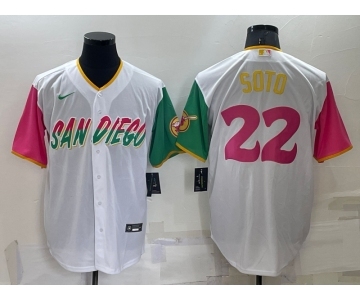 Men's San Diego Padres #22 Juan Soto White 2022 City Connect Cool Base Stitched Jersey