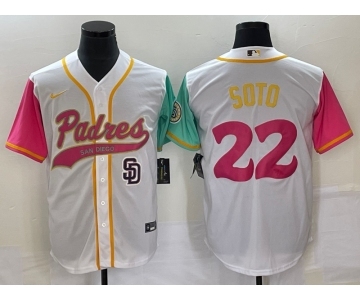Men's San Diego Padres #22 Juan Soto White NEW 2023 City Connect Cool Base Stitched Jersey1