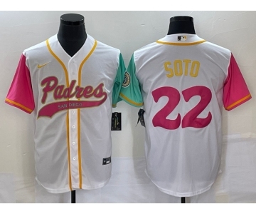 Men's San Diego Padres #22 Juan Soto White NEW 2023 City Connect Cool Base Stitched Jersey