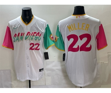 Men's San Diego Padres #22 Mason Miller 2022 White City Connect Cool Base Stitched Baseball Jersey