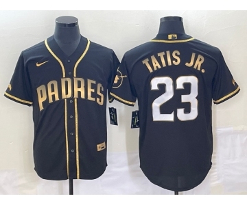 Men's San Diego Padres #23 Fernando Tatis Jr Black 2021 Golden Edition Stitched Cool Base Nike Jersey