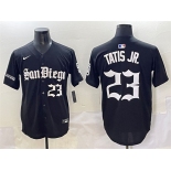Men's San Diego Padres #23 Fernando Tatis Jr. Black Gothic Edition Vapor Limited Stitched Baseball Jersey