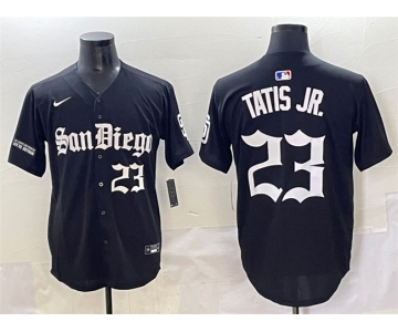 Men's San Diego Padres #23 Fernando Tatis Jr. Black Gothic Edition Vapor Limited Stitched Baseball Jersey