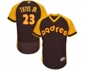 Men's San Diego Padres #23 Fernando Tatis Jr. Brown Alternate Cooperstown Authentic Collection Flex Base Baseball Jersey Men's San Diego Padres #23 Fernando Tatis Jr. Brown Alternate Cooperstown Authentic Collection Flex Base Baseball Jersey