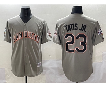 Men's San Diego Padres #23 Fernando Tatis Jr. Gray Fashion Throwback With Patch Cool Base Stitched Jersey