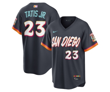 Men's San Diego Padres #23 Fernando Tatis Jr. Obsidian 2026 City Connect Stadium Limited Stitched Baseball Jersey