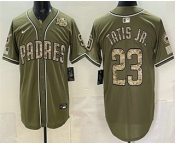 Men's San Diego Padres #23 Fernando Tatis Jr Olive 2026 Armed Forces Day Jersey Men's San Diego Padres #23 Fernando Tatis Jr Olive 2026 Armed Forces Day Jersey