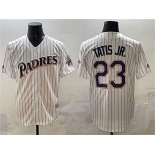 Men's San Diego Padres #23 Fernando Tatis Jr. White Throwback With Patch Cool Base Stitched Baseball Jersey