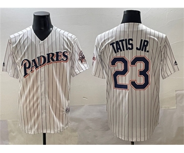 Men's San Diego Padres #23 Fernando Tatis Jr. White Throwback With Patch Cool Base Stitched Baseball Jersey