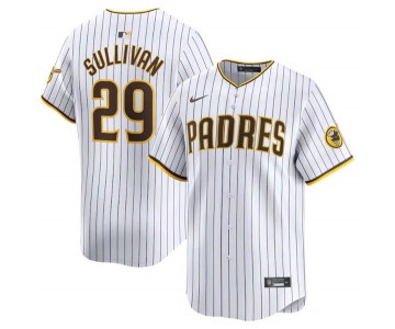 Men's San Diego Padres #29 Brett Sullivan White 2024 Home Limited Baseball Stitched Jersey