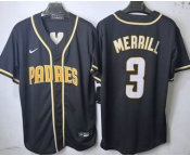 Men's San Diego Padres #3 Jackson Merrill 2026 Black Fashion Cool Base Jersey