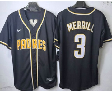 Men's San Diego Padres #3 Jackson Merrill 2026 Black Fashion Cool Base Jersey
