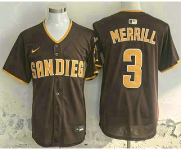 Men's San Diego Padres #3 Jackson Merrill Brown Limited Stitched Jersey