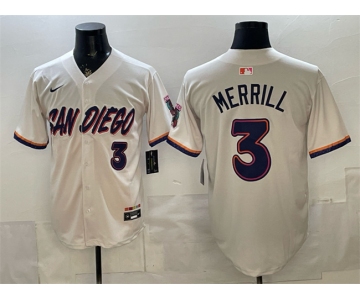 Men's San Diego Padres #3 Jackson Merrill Cream 2026 City Connect Stadium Stitched Baseball Jersey