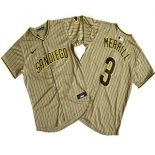 Men's San Diego Padres #3 Jackson Merrill Khaki Pinstripe Limited Stitched Jersey