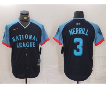 Men's San Diego Padres #3 Jackson Merrill Navy 2024 All Star Limited Stitched Jersey