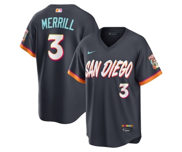 Men's San Diego Padres #3 Jackson Merrill Obsidian 2026 City Connect Stadium Limited Stitched Baseball Jersey