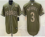 Men's San Diego Padres #3 Jackson Merrill Olive 2026 Armed Forces DayJersey Men's San Diego Padres #3 Jackson Merrill Olive 2026 Armed Forces DayJersey