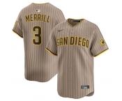 Men's San Diego Padres #3 Jackson Merrill Tan 2024 Alternate Limited Stitched Baseball Jersey