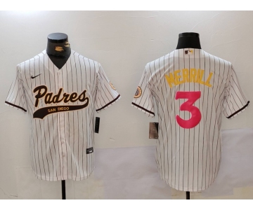 Men's San Diego Padres #3 Jackson Merrill white Cool Base Stitched Baseball Jersey